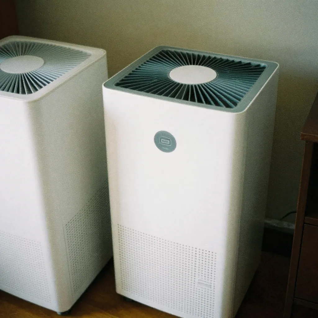 Modern air purifier in home setting